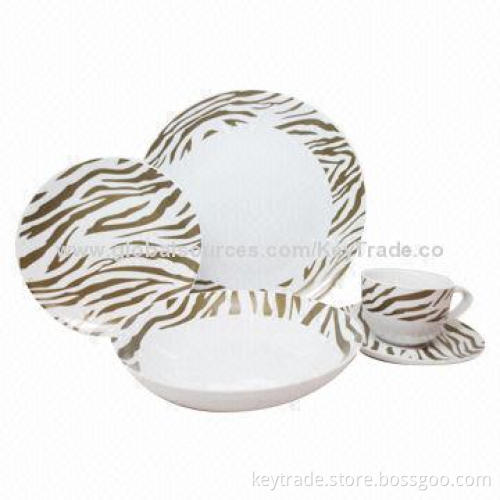 Fine Porcelain 20-piece Dinner Set in Coupe Shape, with Decal, Customized Designs Welcomed